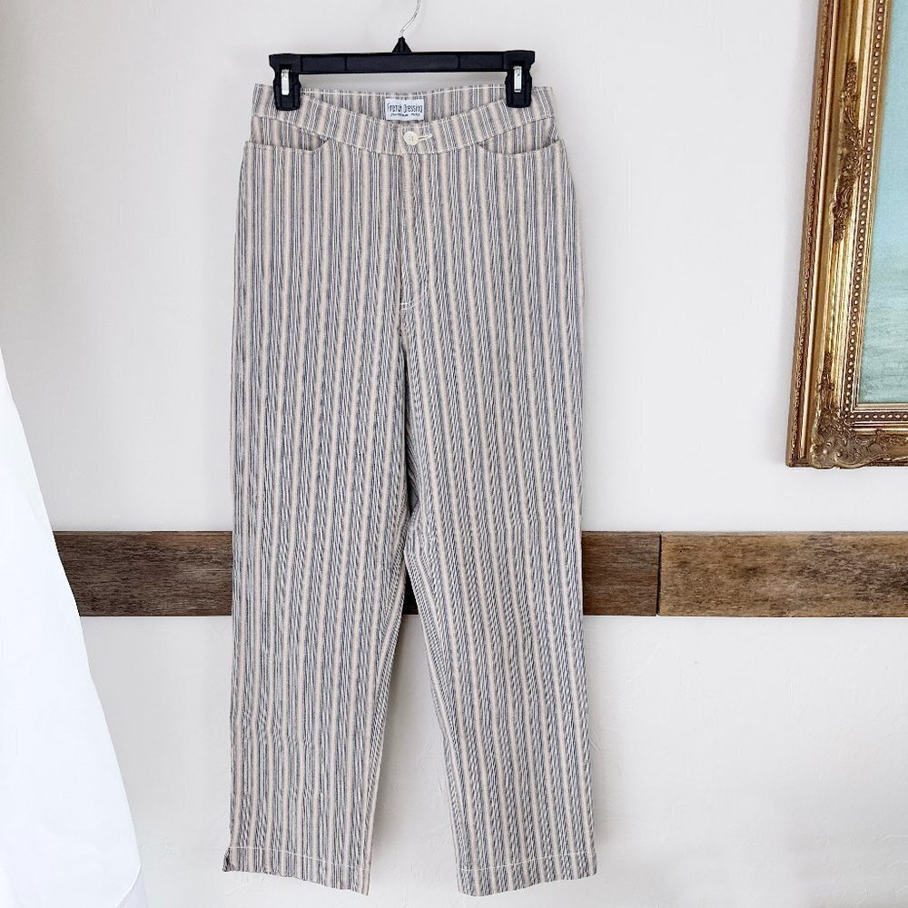 French Dressing FDJ Jeans Striped Straight Leg pants High‎ Rise 8